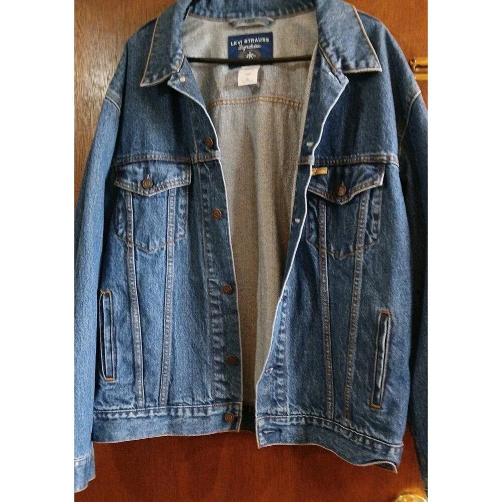 Levi Strauss Signature 1873 Men's Button-Up Denim Trucker Jean Jacket Blue XL